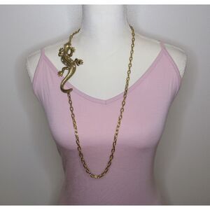 Vintage Large Gold-Tone Salamander Lizard Statement Necklace